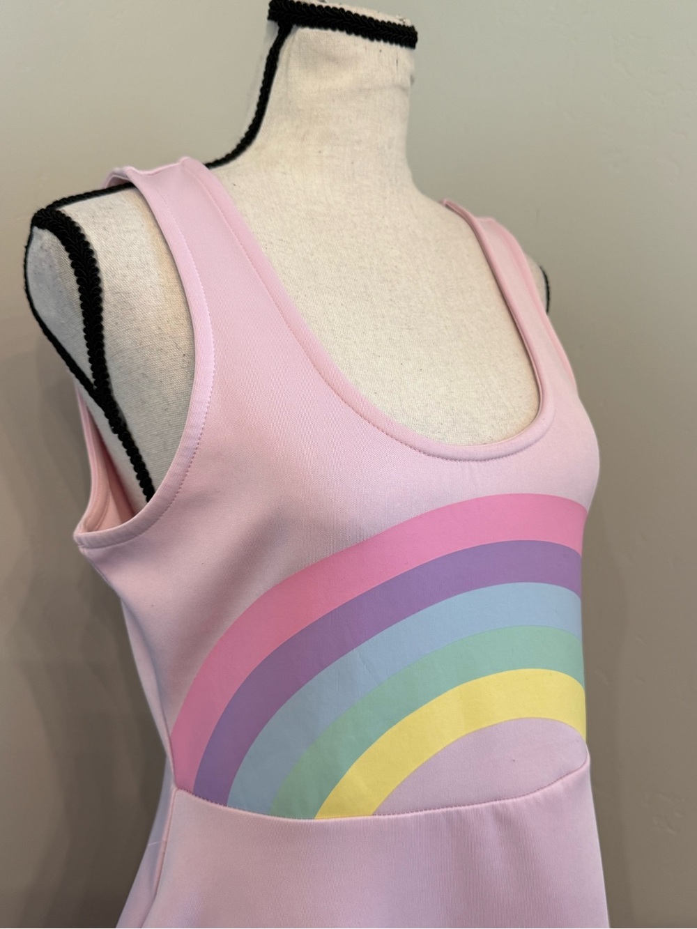 Sweet Society Pink Rainbow Fit & Flare Skater Dress Sleeveless Pockets M - Picture 8 of 11